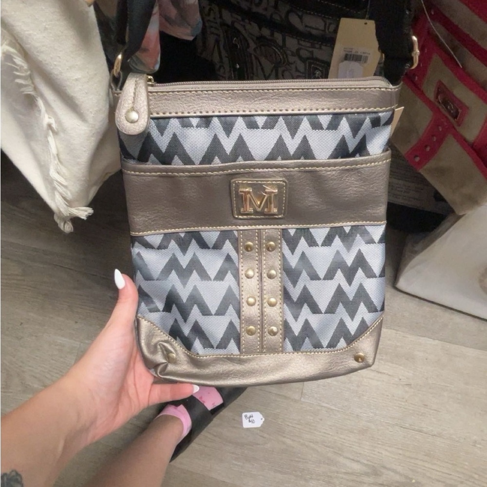 Maurices Gold and Gray Crossbody Bag